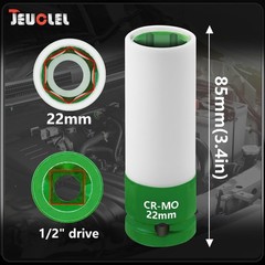 JEUCLEL 22mm 1/2″Drive Wheel Protector Impact Socket, Lug Nut 22MM