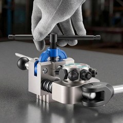 Hardened Carbon Steel Flaring Kit: 45° Die Head, 4 Sizes, Tube Cutter Included