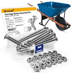 Mrosnail Wheelbarrow Carriage Bolts and Nuts Kit,Stainless Steel One Size, S