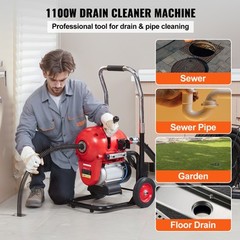 VEVOR Drain Cleaner Machine 120FT x 6/5″ 1100W Sectional Snake Auger Manual Feed