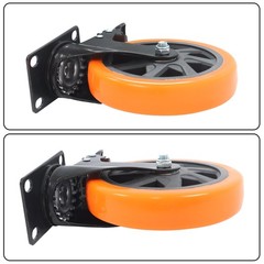 4 Pcs With Locking Brake Heavy Duty 6″ Swivel Caster Wheels No Noise Orange