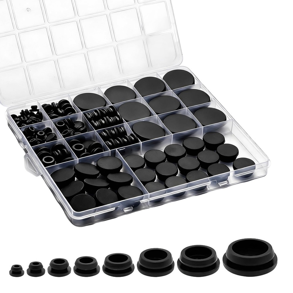 125Pcs Rubber Plugs for Round Holes, Durable and Long Service Life, 8 Sizes H…