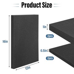 4pcs High Density Packing Foam Sheets, 2 Size Black Polyurethane Foam Padding…
