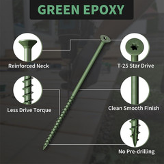 Wood Screws 5 Inch, Deck Screws #10 X 5, 50 PCS, Epoxy Coated, T25 Star Bit abo