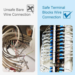 Terminal Block,2 Pack 4 Circuits 20-30A 200V-450V Dual Row Screw Terminals Strip
