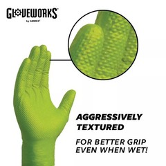 Gloveworks 8 mil Disposable HD Nitrile Gloves, Pack of 100, XXLarge, Green