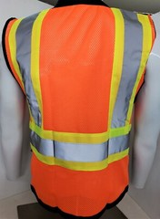 FX HI-ISIBILITY Surveyor Three Tones Orange Safety Vest Solid front & Mesh back