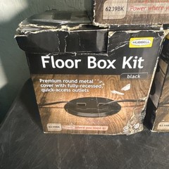 Hubbell Raco Floor Box Kit 6239BK Black Round Metal Cover Recessed Outlets Lot 3