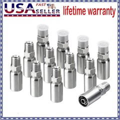 3/8″ I.D. Hose x 3/8″ NPTF Male W/ Cover Hydraulic Hose End Crimp Fittings 12 x