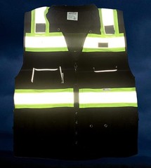 Men’s Professional Safety Vest Black XXL Zipper Pockets