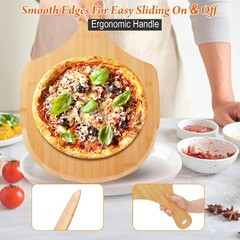 2Pack Natural Bamboo Pizza Peel 16 inch Wood Pizza Paddle Bread Cheese Vegetable