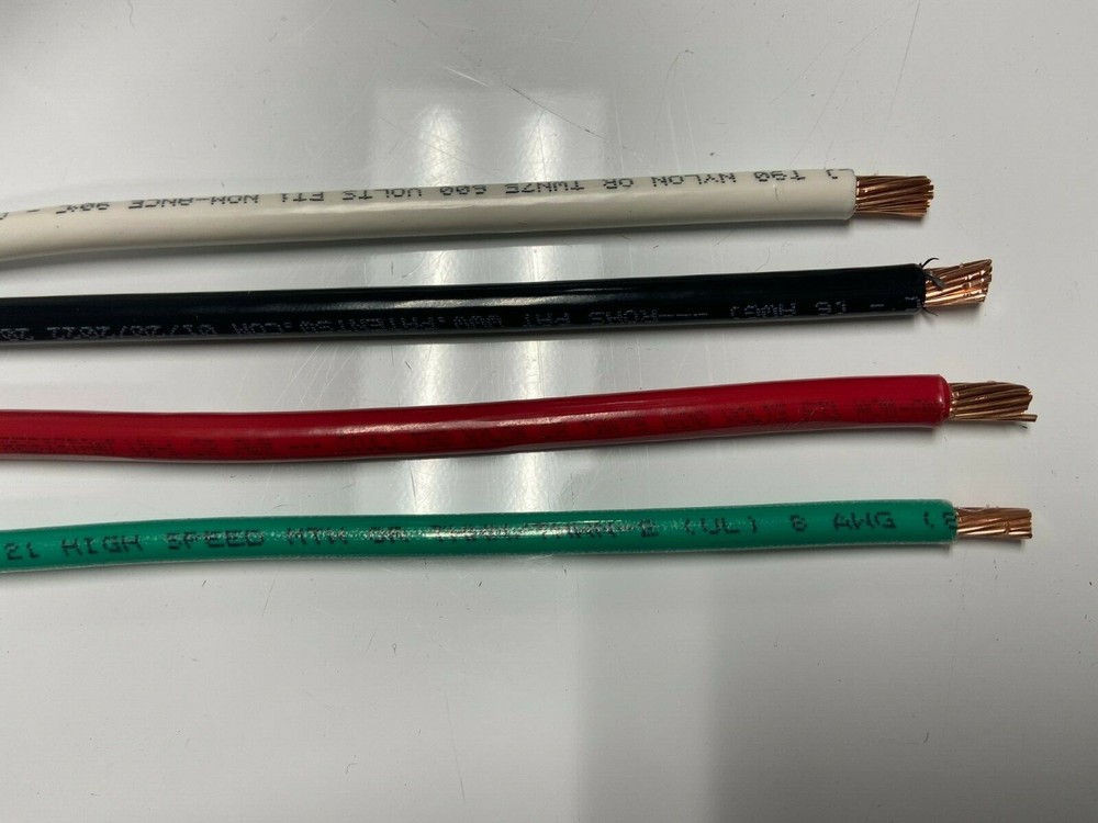 75′ EA THHN THWN 6 AWG GAUGE BLACK WHITE RED COPPER WIRE + 75 8 AWG GREEN