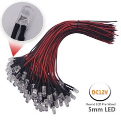 3mm 5mm led diode 20cm Pre-wired DC5V 12V 24V Red Green white led Lamp 10pcs