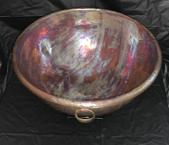 Heavy Solid Copper 14″ Bowl Kettle Rolled Edge Round Base Made In France Antique