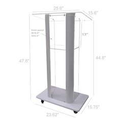 Clear Acrylic Plexiglass Podium Steel Sides Church Pulpit School Lectern Funeral