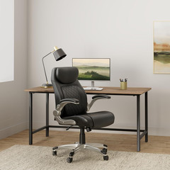 +Posture Ergonomic PU Leather Office Chair. Click5 Lumbar Support with Flipadjus
