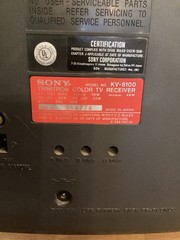 SONY Trinitron Color TV Receiver Model NO. KV-8100. Powers Up