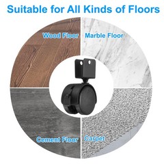 4Pcs 2″ Nylon Swivel Caster Wheels with Brake 0.63″ U Bracket Caster Black