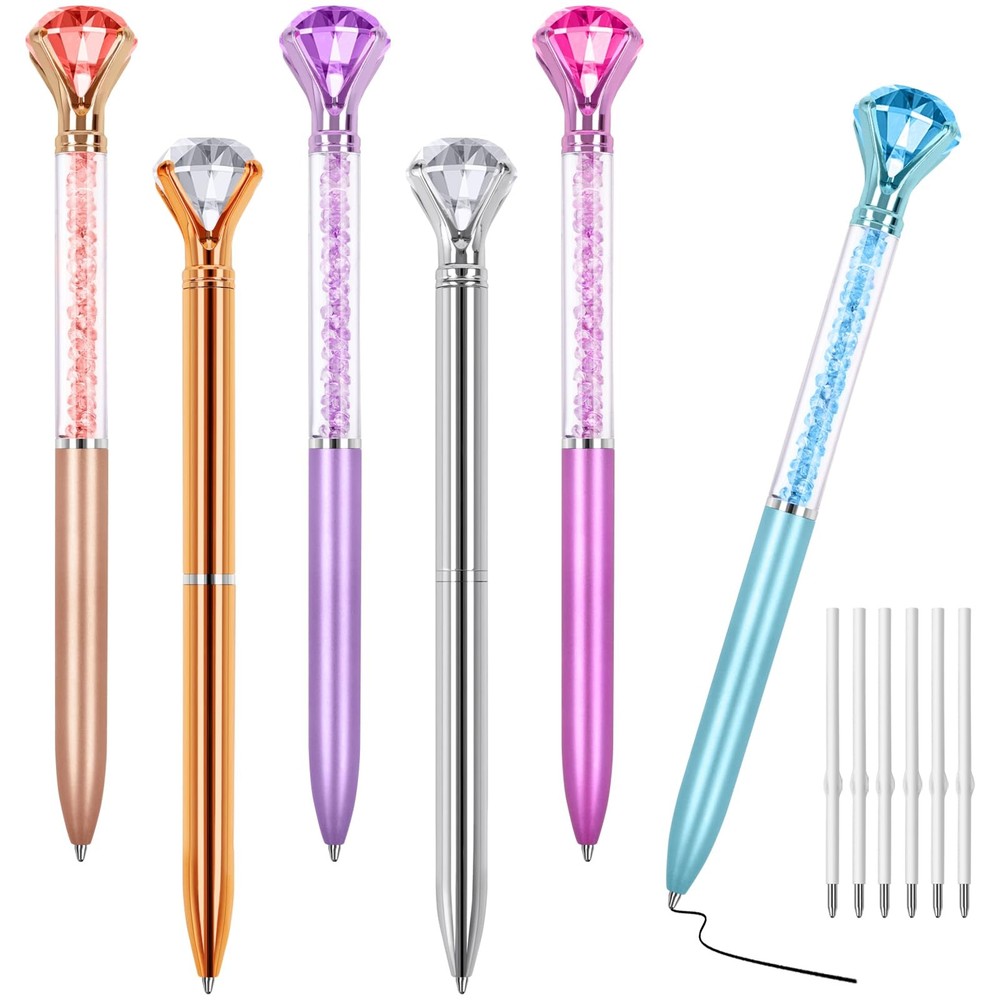 6 Diamond 1 Count (Pack of 12), Blue,Purple,Rose Gold,Rose Pink,Silver,White