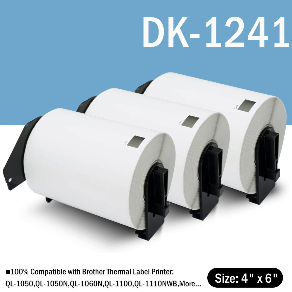 3 Roll 200 Shipping Labels DK-1241 4″ x 6″ for Brother QL-1050N QL-1110NWB