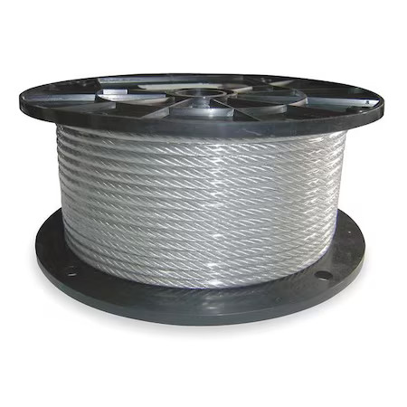 Cable, 1/4 In, L100ft, Wll1640lb, 1X19, Steel, 2Rzz7