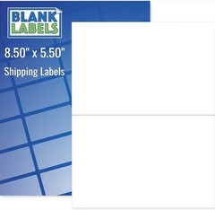 100 Blank Labels Half Sheet Shipping Labels (5.5″x8.5″) Matte Label, 50 Sheets