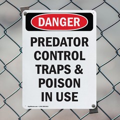 (2 Pack) Portrait Predator Control Traps OSHA Danger Sign Decal Metal Plastic