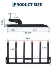 Clamp on Debris Forks 60″ Bucket 4400 LBS Capacity Pallet Fork Bucket Attachment