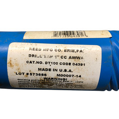 Reed 1″-12 Drill Tap HSS USA CAT: DT100 CODE: 04391 CC AWWA 1″ WATER PIPE TAP