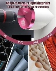 9 Pcs PVC Pipe Reamer Kit, 0.5+0.75+1+1.25+1.5+2+2.5+3+4 Inch, Pink