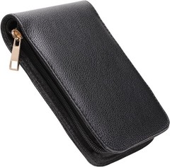 Fountain Roller Ball Pen Case Holder PU Leather Bag for 12 Pens Color Black