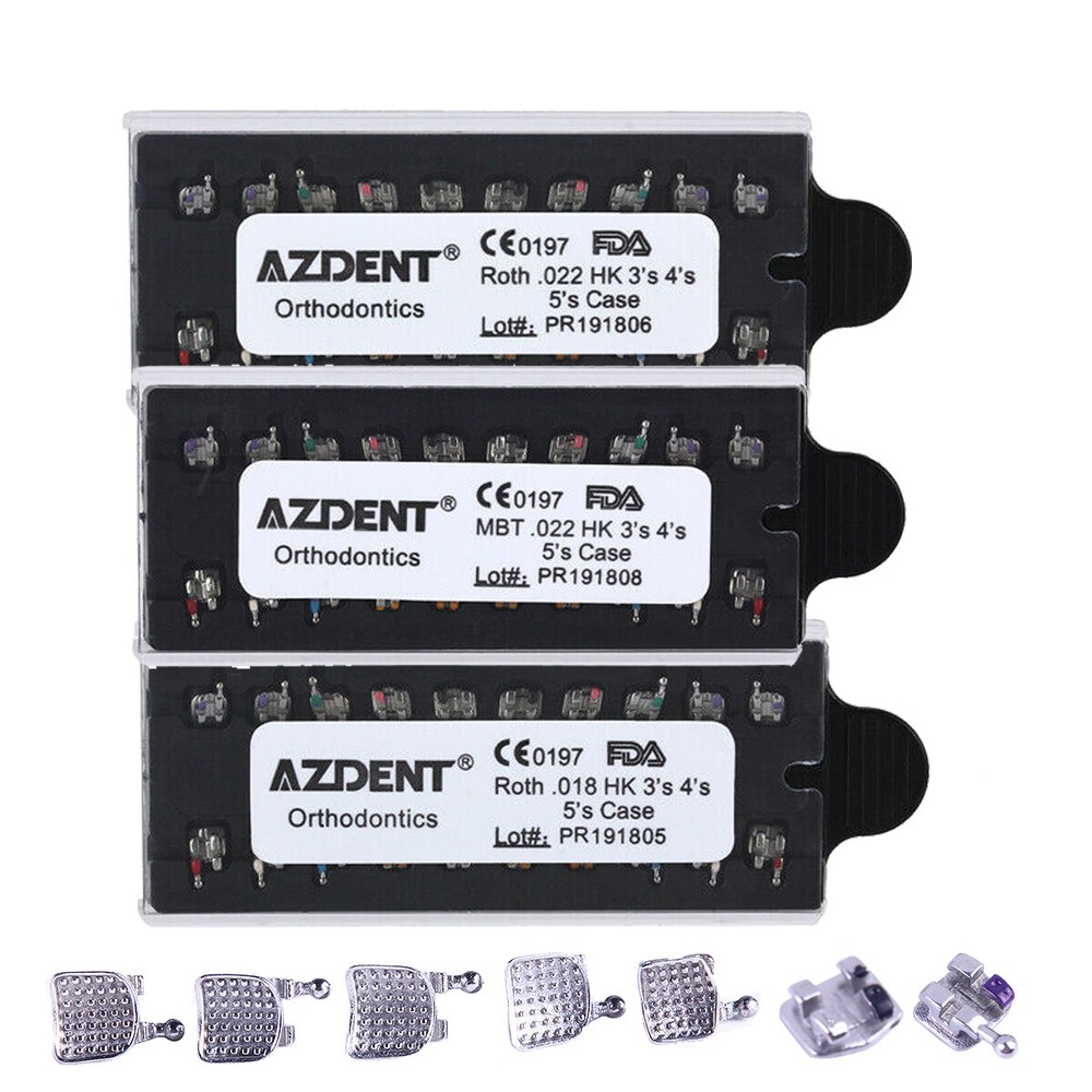 10Sets Dental Orthodontic Brackets Braces MIM Mini Roth MBT 022 345 Hooks Metal