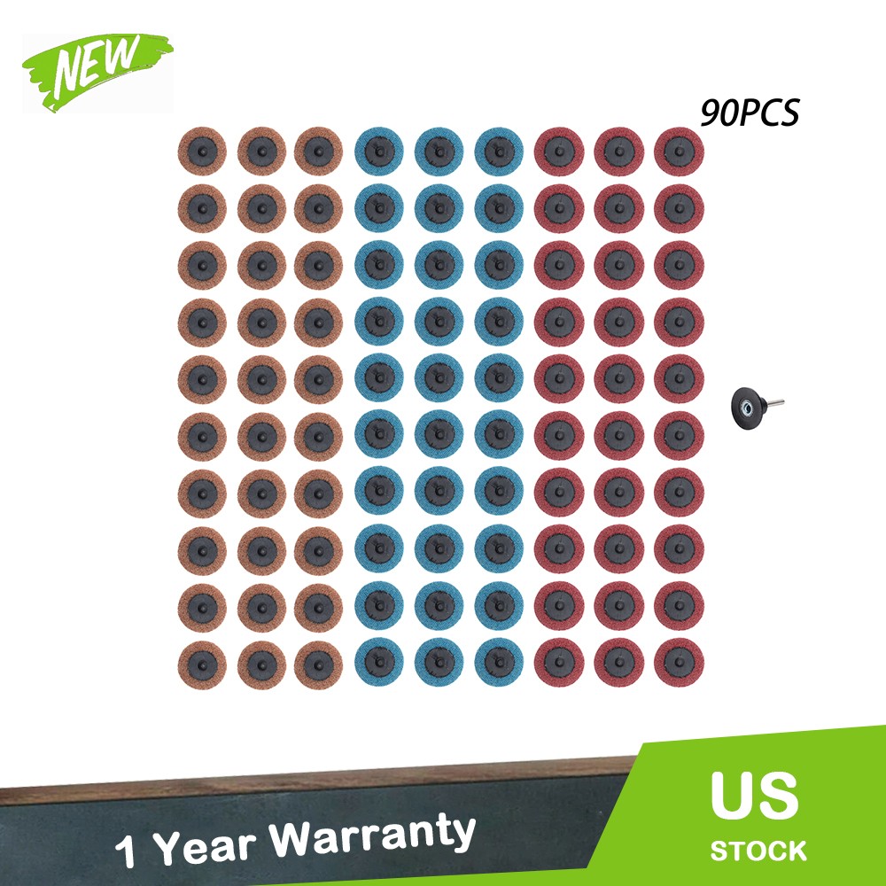 2 Inch Fine Medium and Coarse Quick Change Torque Sanding Discs Set – 90 Pack