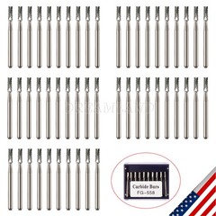Dental Midwest FG #558 Straight Fissure Crosscut Carbide Burs 100Pk