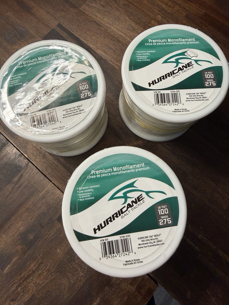 3 Pack 275 Yards Hurricane Saltwater HCM-100 Monofilament Fishing Line 100 LB