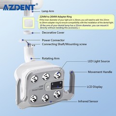 Dental 6 LED Lamp Oral Light Lamp For Unit Chair with LCD Display 3Yellow+3White