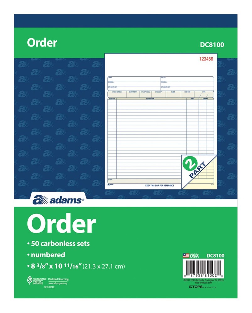 50-Sets Order per Book DC8100 1 pack White 2-Part Carbonless White/Canary