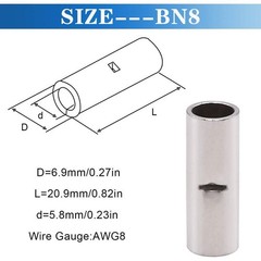 22-8-1/0-2/0-4/0AWG Bare Butt Splice Connectors Tinned Non-Insulate Terminals