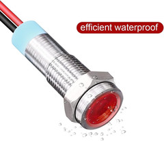 5pcs 8mm LED Metal Indicator Light AC/DC 12-24V Waterproof Signal Lamp Pilot Das
