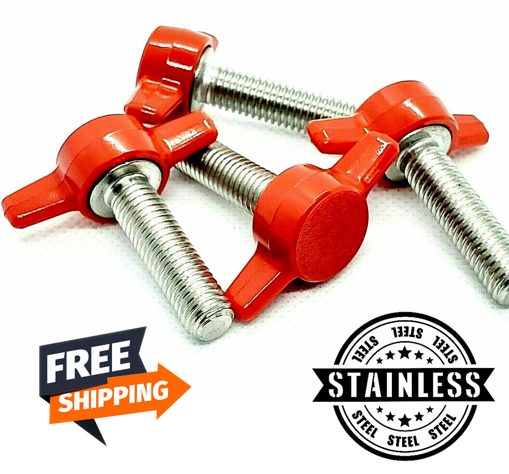 M6 Clamping Thumb Screw T Bolts with Red Butterfly Tee Wing Knob Stainless Steel