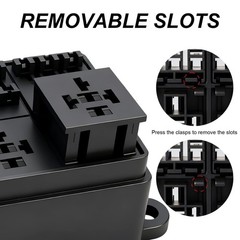 12V Fuse Relay Box with 4 Relays & 12 ATC/ATO Blade Fuses for Cars, Trucks, Boat