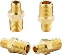 Heavy Brass Pipe Nipples 1/4 NPT x 1/8 NPT – Set of 4 Durable Connectors