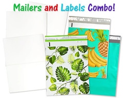 100 Pack, 50 10×13″ Flat Poly Mailers , 50 8.5×11 Blank Shipping Labels Combo
