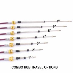 4 Series Push-Pull Cable, Combination Hubs, 1/4-28 Rods, (choose travel option)