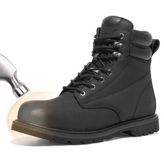 NINGO 6” Men Leather Safety Work Boot Steel/Soft Toe Lace Up Trail Hiking Shoes