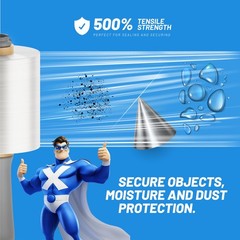 Clear 4 Inch 400 Ft 80 Gauge Heavy Duty Shrink Wrap Stretch Film Roll 12Pack