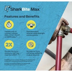 SharkBite Max 3/4 inch FNPT Slip Tee Adapter, Push To Connect Brass (UR3486A)