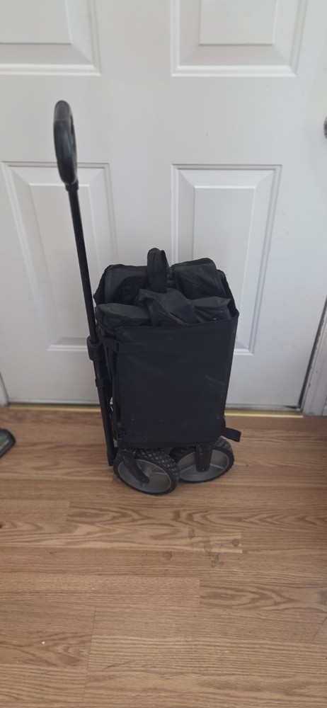 Foldable Rolling Utility Cart Grocery Trolley Telescoping Handle 2 Wheel Black