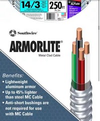 250 Feet Armorlite 14/3 With Ground Solid Copper MC Cable