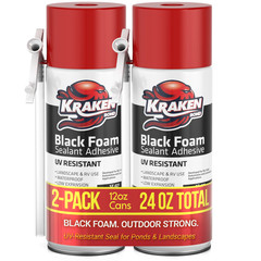 Kraken Bond Black Foam Sealant – Waterfall & Landscape, 12oz 2 Pack – Straw Use